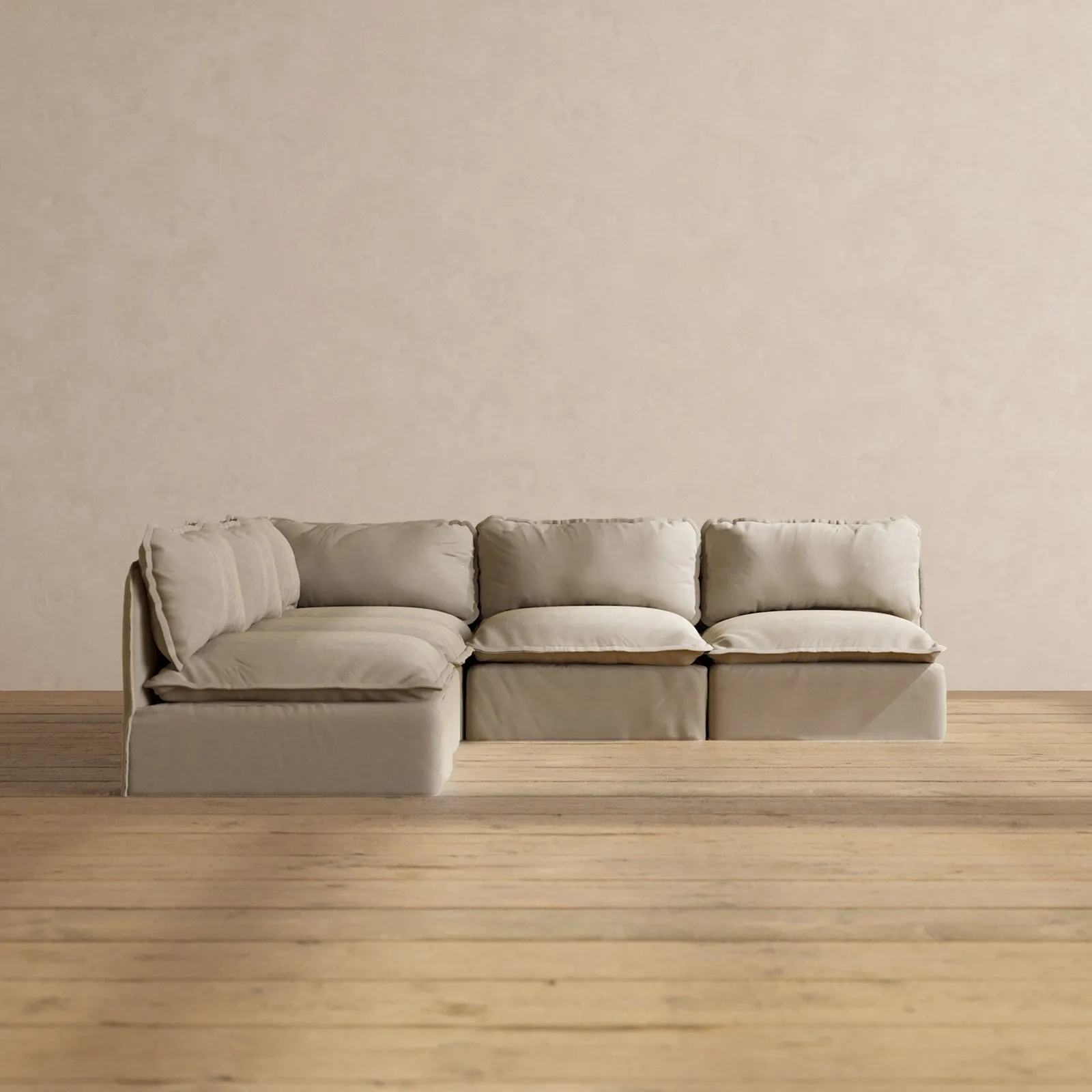 Slipcover Only - Modular Performance 5-Seater Open-Ends Corner Sectional | Luxury Velvet in Dune