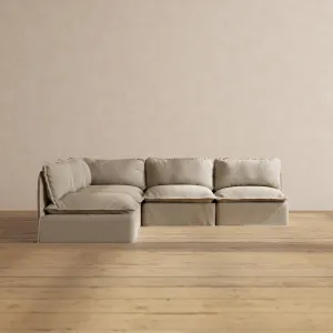 Slipcover Only - Modular Performance 5-Seater Open-Ends Corner Sectional | Luxury Velvet in Dune