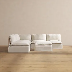 Slipcover Only - Modular Performance 5-Seater Open-Ends Corner Sectional   Ottoman | Blended Weave in Flour