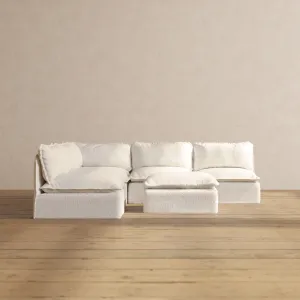 Slipcover Only - Modular Performance 5-Seater Open-Ends Corner Sectional   Ottoman | Knit Boucle in Mousse