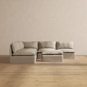 Slipcover Only - Modular Performance 5-Seater Open-Ends Corner Sectional   Ottoman | Luxury Velvet in Dune