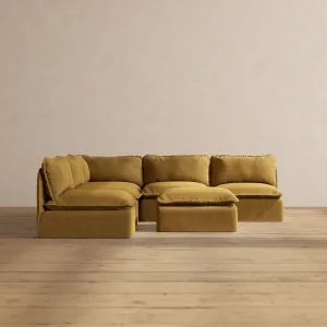 Slipcover Only - Modular Performance 5-Seater Open-Ends Corner Sectional   Ottoman | Luxury Velvet in Toffee