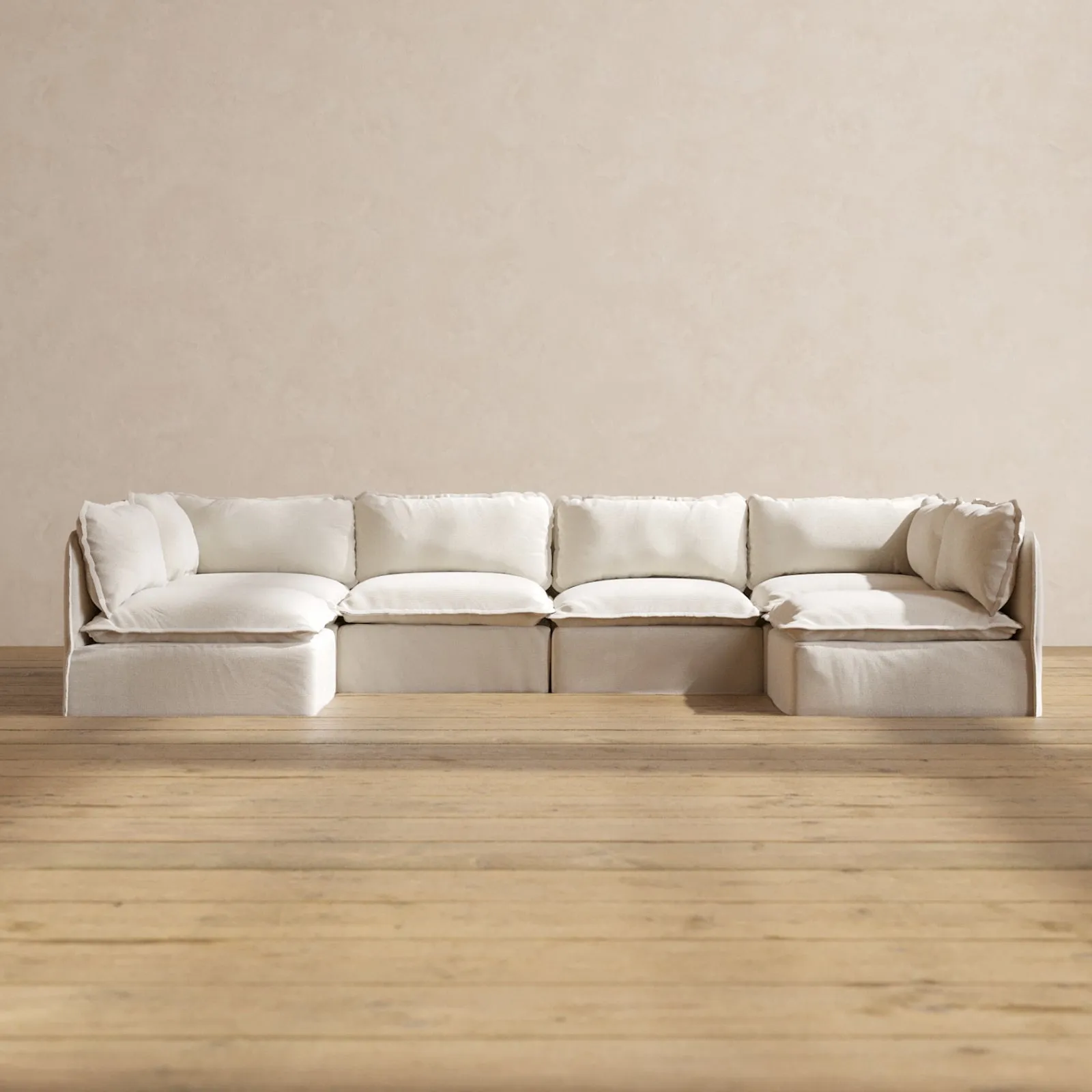 Slipcover Only - Modular Performance 6-Seater Open-Ends U-Sectional | Blended Weave in Flour