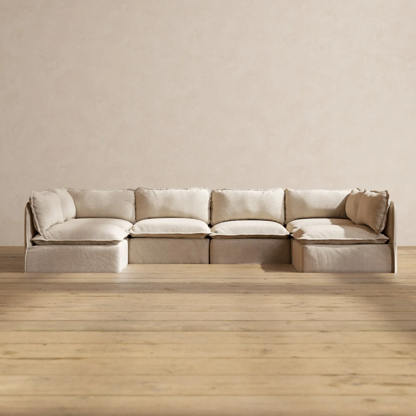 Slipcover Only - Modular Performance 6-Seater Open-Ends U-Sectional | Blended Weave in Oat