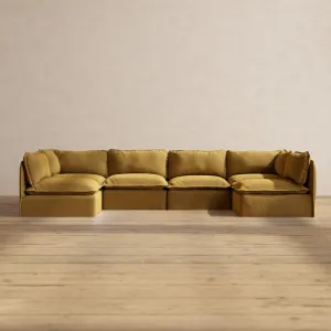 Slipcover Only - Modular Performance 6-Seater Open-Ends U-Sectional | Luxury Velvet in Toffee