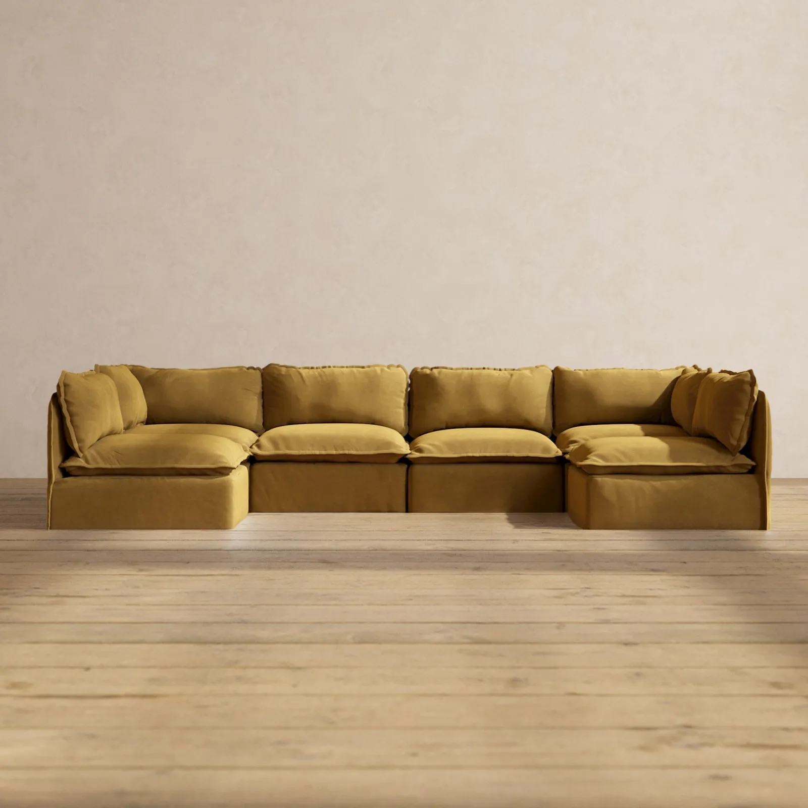 Slipcover Only - Modular Performance 6-Seater Open-Ends U-Sectional | Luxury Velvet in Toffee