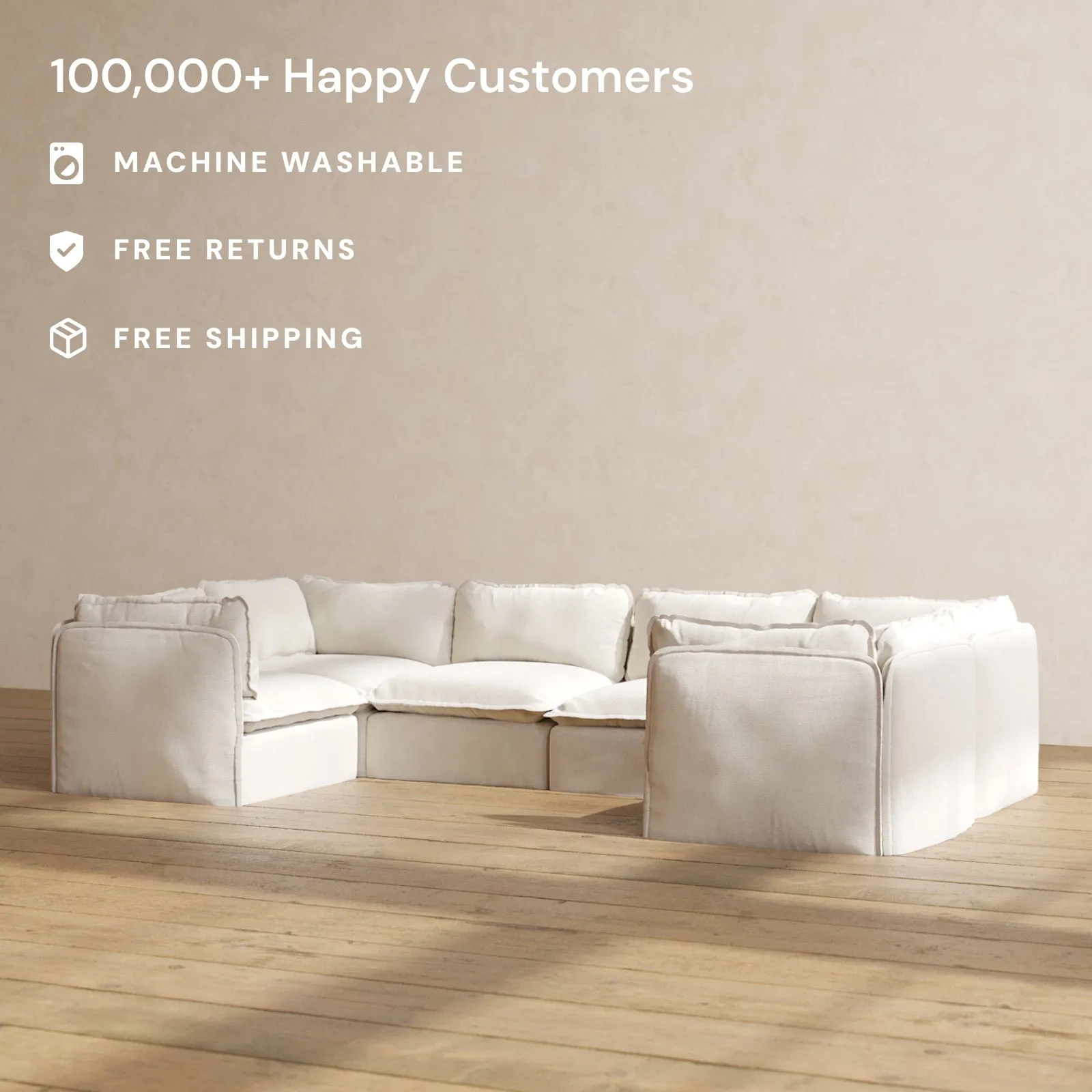 Slipcover Only - Modular Performance 6-Seater U-Sectional | Blended Weave in Flour