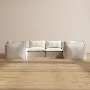 Slipcover Only - Modular Performance 6-Seater U-Sectional | Blended Weave in Flour