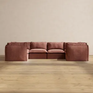 Slipcover Only - Modular Performance 6-Seater U-Sectional | Heirloom Velvet in Chestnut