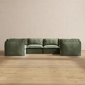 Slipcover Only - Modular Performance 6-Seater U-Sectional | Heirloom Velvet in Willow