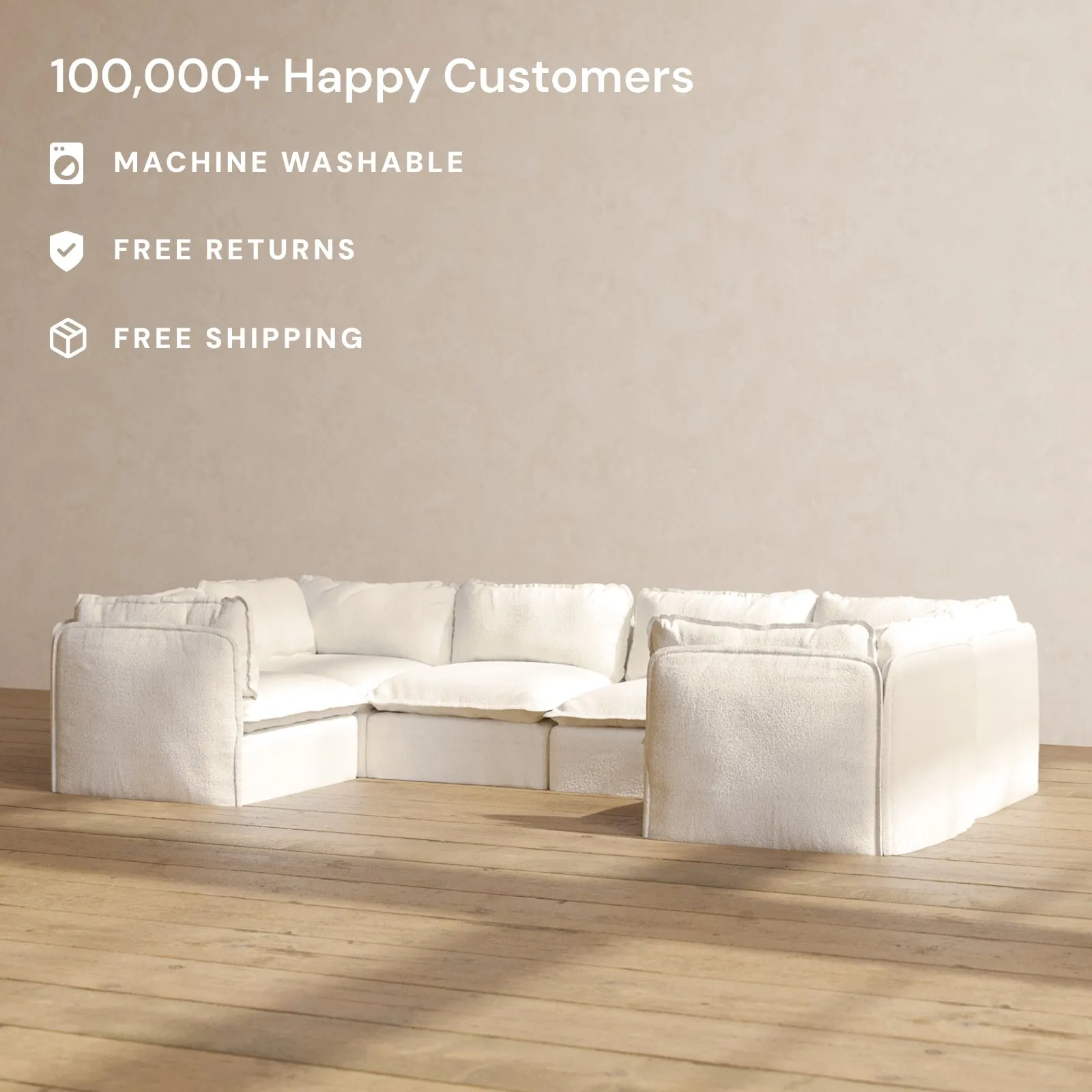 Slipcover Only - Modular Performance 6-Seater U-Sectional | Knit Boucle in Mousse