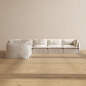 Slipcover Only - Modular Performance 7-Seater Corner Sectional | Blended Weave in Flour