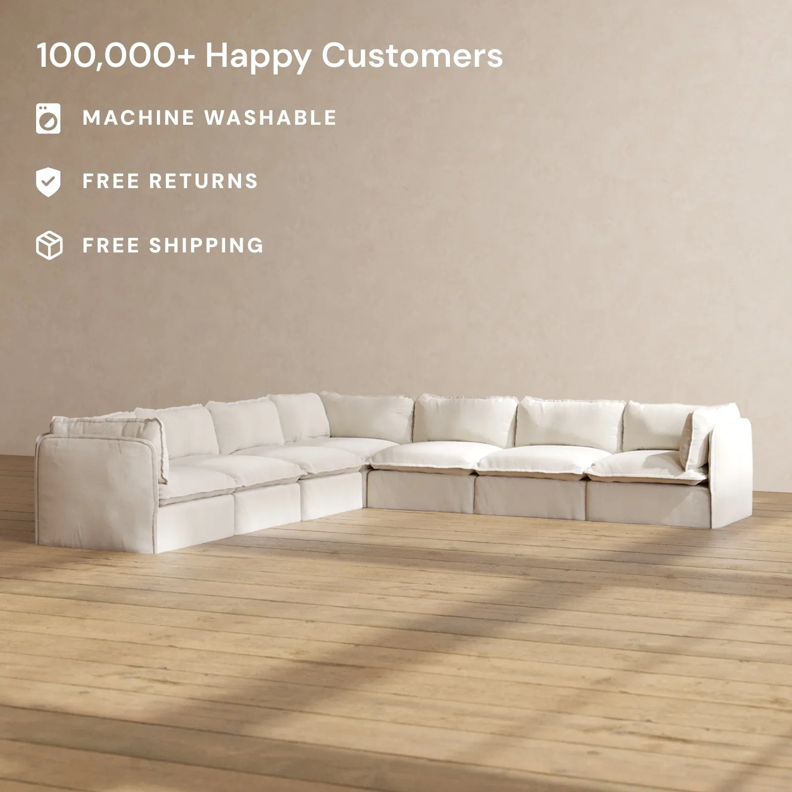 Slipcover Only - Modular Performance 7-Seater Corner Sectional | Blended Weave in Flour