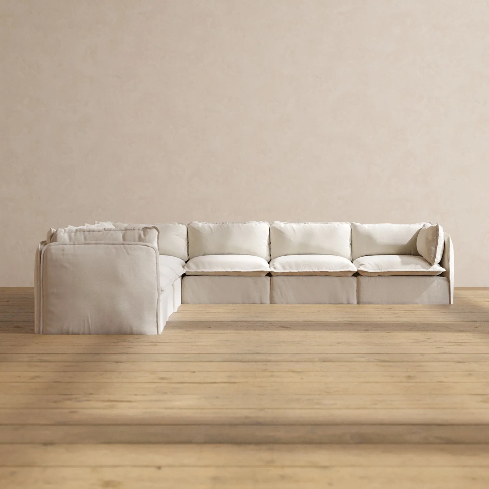 Slipcover Only - Modular Performance 7-Seater Corner Sectional | Blended Weave in Flour