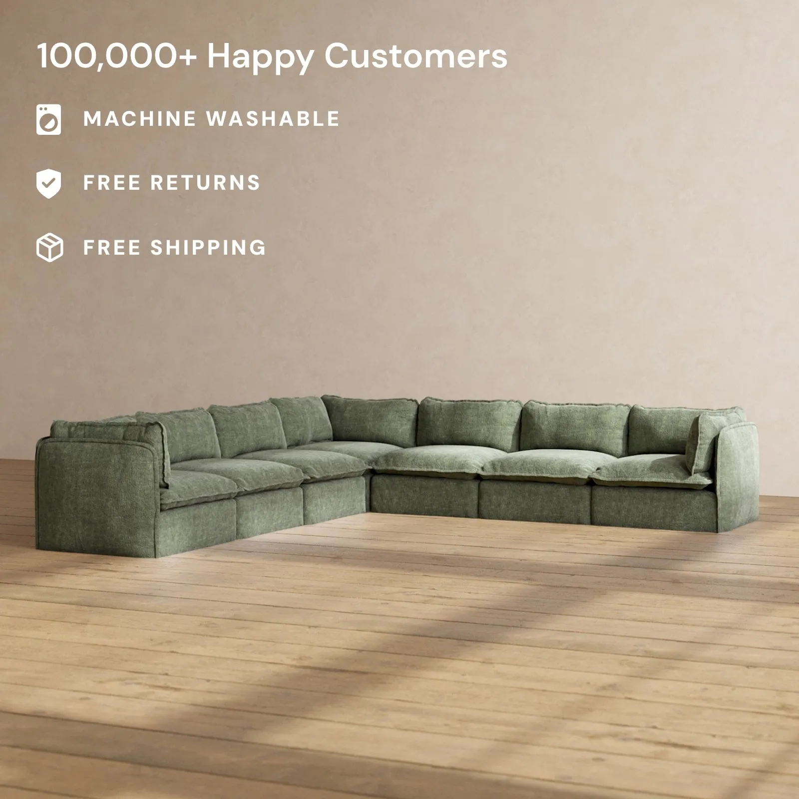 Slipcover Only - Modular Performance 7-Seater Corner Sectional | Heirloom Velvet in Willow