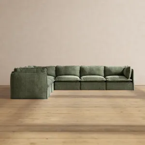 Slipcover Only - Modular Performance 7-Seater Corner Sectional | Heirloom Velvet in Willow