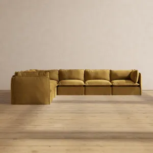 Slipcover Only - Modular Performance 7-Seater Corner Sectional | Luxury Velvet in Toffee