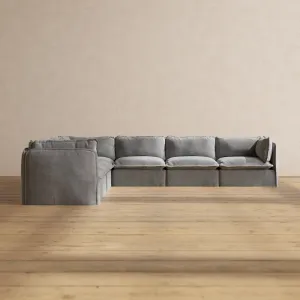 Slipcover Only - Modular Performance 7-Seater Corner Sectional | Plush Weave in Ash