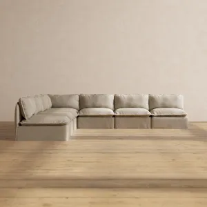 Slipcover Only - Modular Performance 7-Seater Open-Ends Corner Sectional | Luxury Velvet in Dune