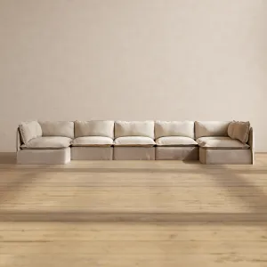 Slipcover Only - Modular Performance 7-Seater Open-Ends U-Sectional | Blended Weave in Oat