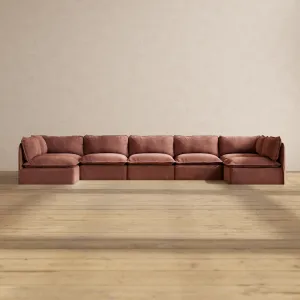 Slipcover Only - Modular Performance 7-Seater Open-Ends U-Sectional | Heirloom Velvet in Chestnut