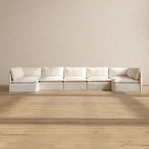 Slipcover Only - Modular Performance 7-Seater Open-Ends U-Sectional | Knit Boucle in Mousse
