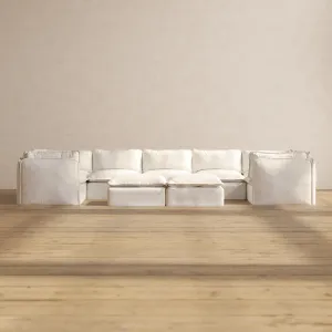 Slipcover Only - Modular Performance 7-Seater U-Sectional   Bench Ottoman | Knit Boucle in Mousse