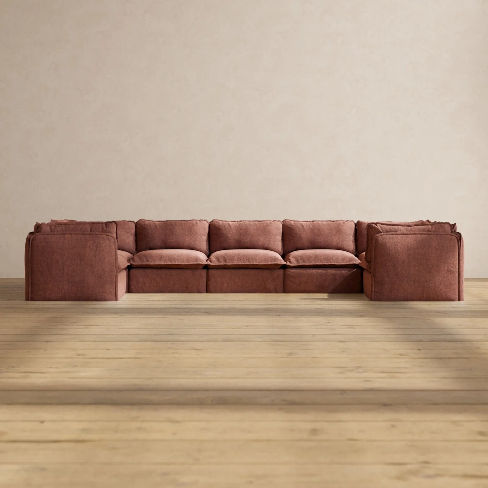 Slipcover Only - Modular Performance 7-Seater U-Sectional | Heirloom Velvet in Chestnut