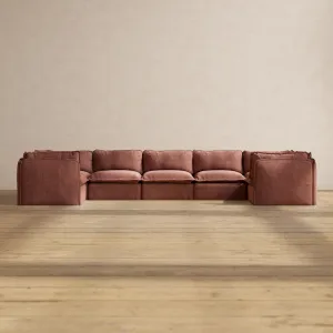 Slipcover Only - Modular Performance 7-Seater U-Sectional | Heirloom Velvet in Chestnut
