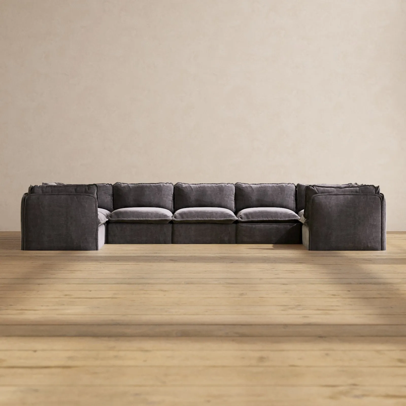 Slipcover Only - Modular Performance 7-Seater U-Sectional | Luxury Velvet in Cinder