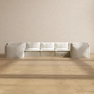 Slipcover Only - Modular Performance 7-Seater U-Sectional | Plush Weave in Eggshell