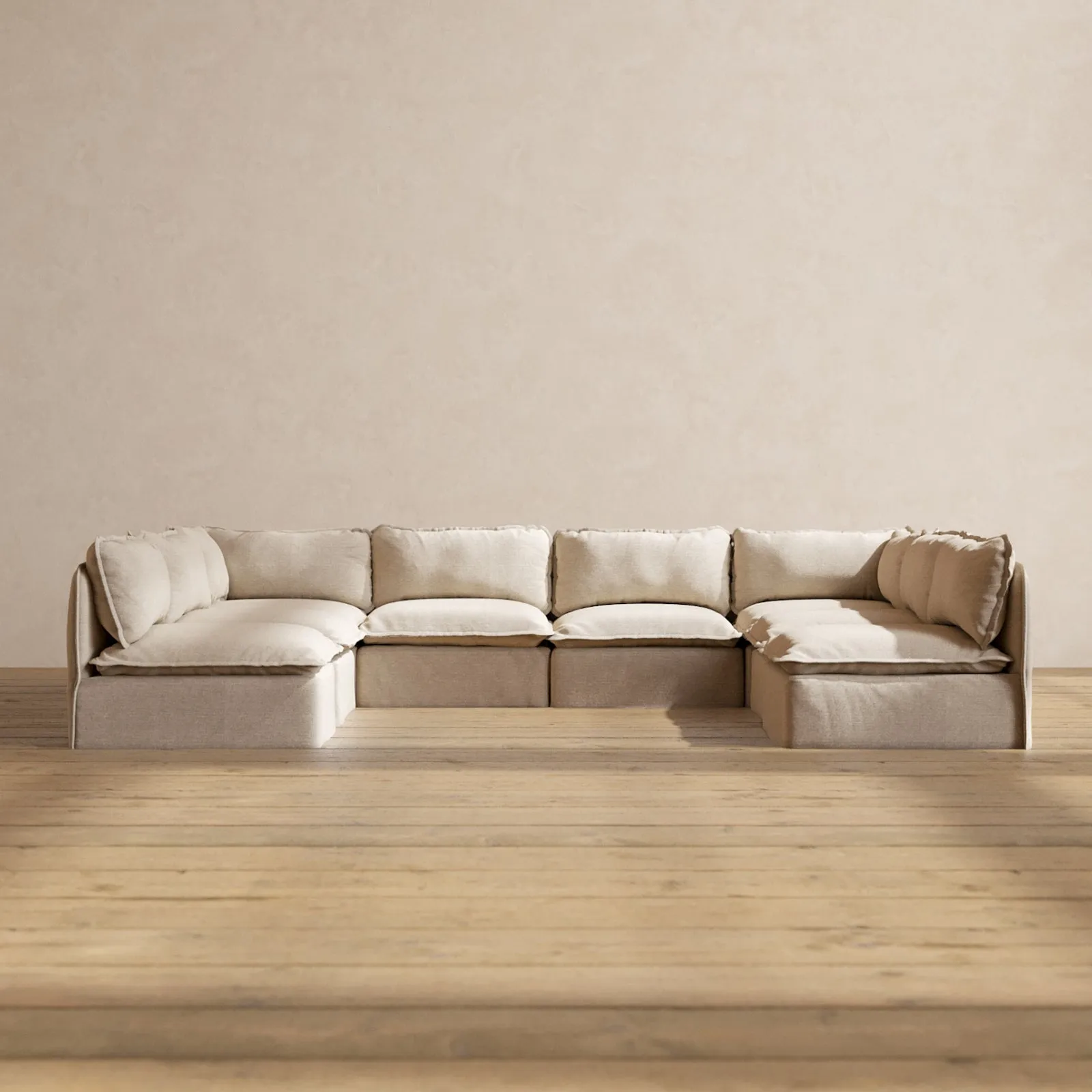 Slipcover Only - Modular Performance 8-Seater Open-Ends U-Sectional | Blended Weave in Oat