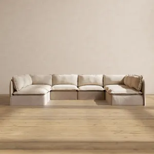 Slipcover Only - Modular Performance 8-Seater Open-Ends U-Sectional | Blended Weave in Oat