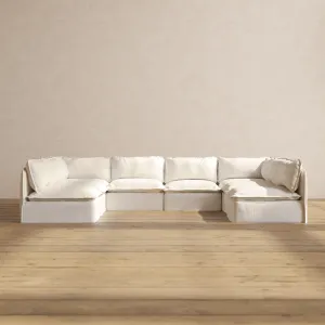 Slipcover Only - Modular Performance 8-Seater Open-Ends U-Sectional | Knit Boucle in Mousse