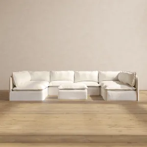Slipcover Only - Modular Performance 8-Seater Open-Ends U-Sectional   Ottoman | Knit Boucle in Mousse