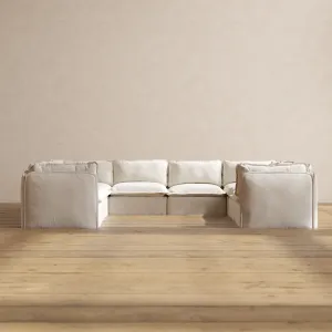 Slipcover Only - Modular Performance 8-Seater U-Sectional | Blended Weave in Flour