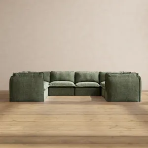 Slipcover Only - Modular Performance 8-Seater U-Sectional | Heirloom Velvet in Willow