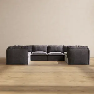 Slipcover Only - Modular Performance 8-Seater U-Sectional | Luxury Velvet in Cinder