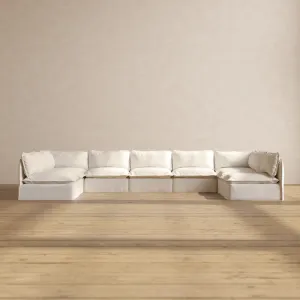 Slipcover Only - Modular Performance 9-Seater Open-Ends U-Sectional | Knit Boucle in Mousse