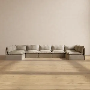 Slipcover Only - Modular Performance 9-Seater Open-Ends U-Sectional | Luxury Velvet in Dune