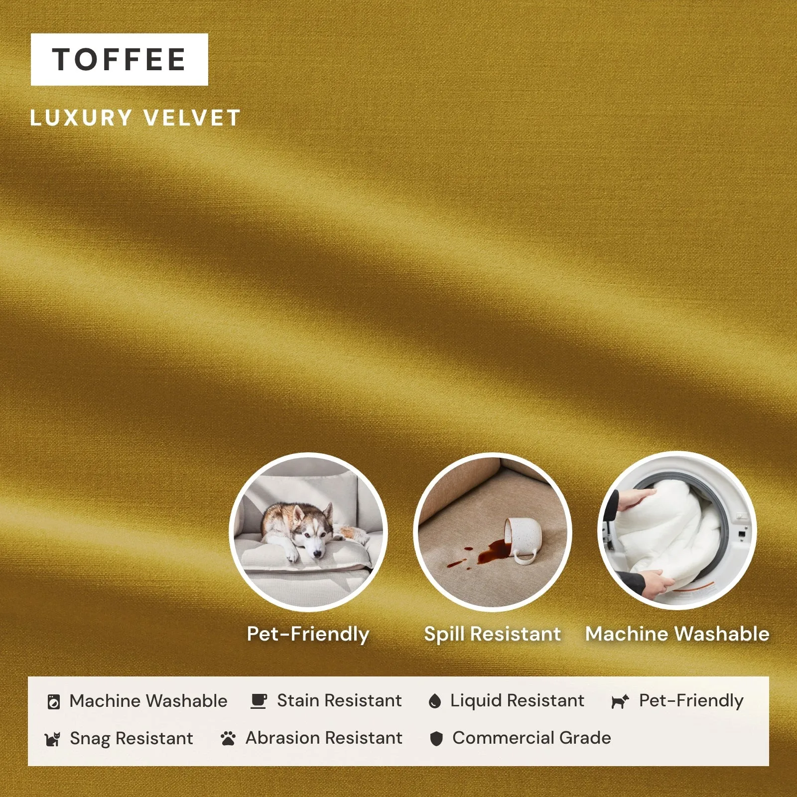 Slipcover Only - Modular Performance 9-Seater Open-Ends U-Sectional | Luxury Velvet in Toffee