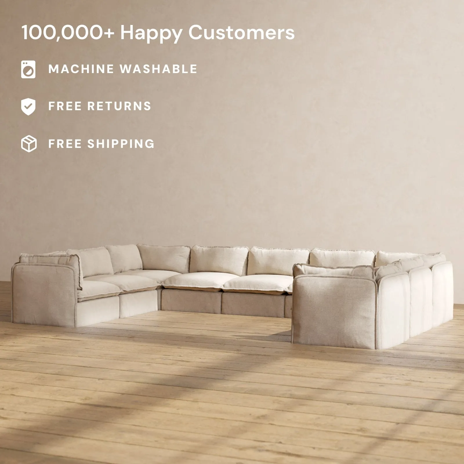 Slipcover Only - Modular Performance 9-Seater U-Sectional | Blended Weave in Oat
