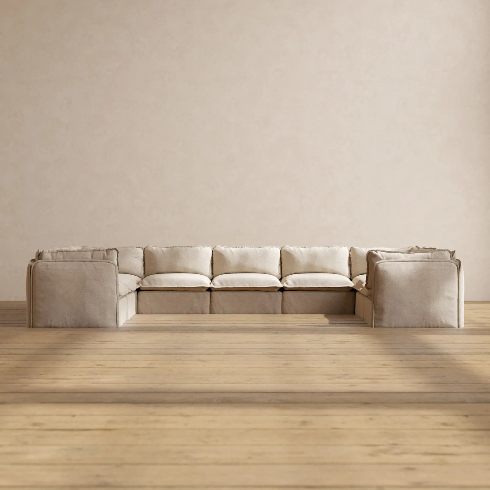 Slipcover Only - Modular Performance 9-Seater U-Sectional | Blended Weave in Oat