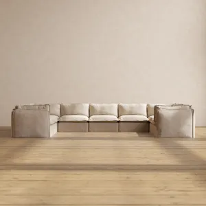 Slipcover Only - Modular Performance 9-Seater U-Sectional | Blended Weave in Oat
