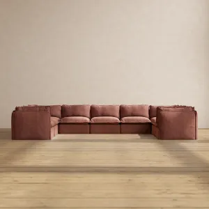 Slipcover Only - Modular Performance 9-Seater U-Sectional | Heirloom Velvet in Chestnut