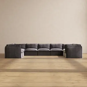 Slipcover Only - Modular Performance 9-Seater U-Sectional | Luxury Velvet in Cinder