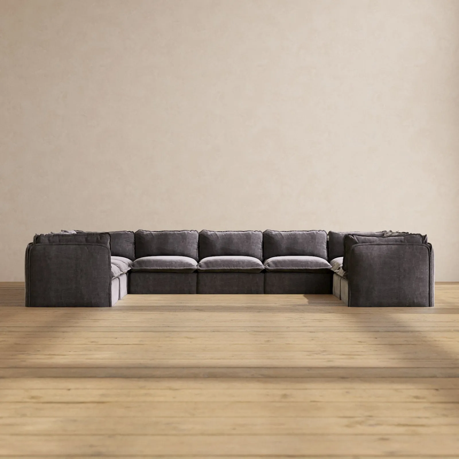 Slipcover Only - Modular Performance 9-Seater U-Sectional | Luxury Velvet in Cinder