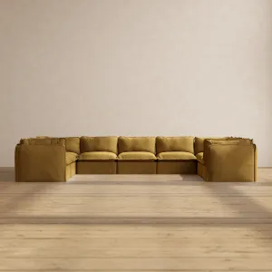 Slipcover Only - Modular Performance 9-Seater U-Sectional | Luxury Velvet in Toffee