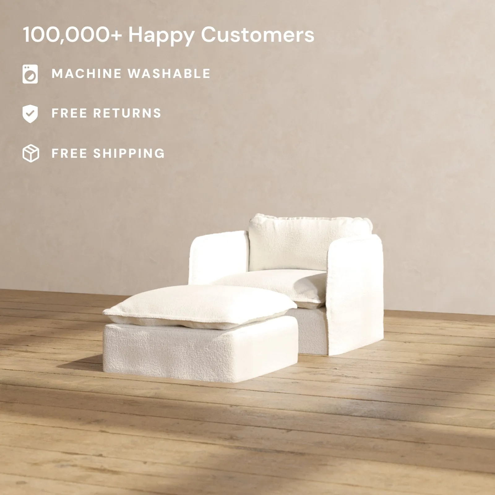 Slipcover Only - Modular Performance Armchair & Ottoman | Knit Boucle in Mousse