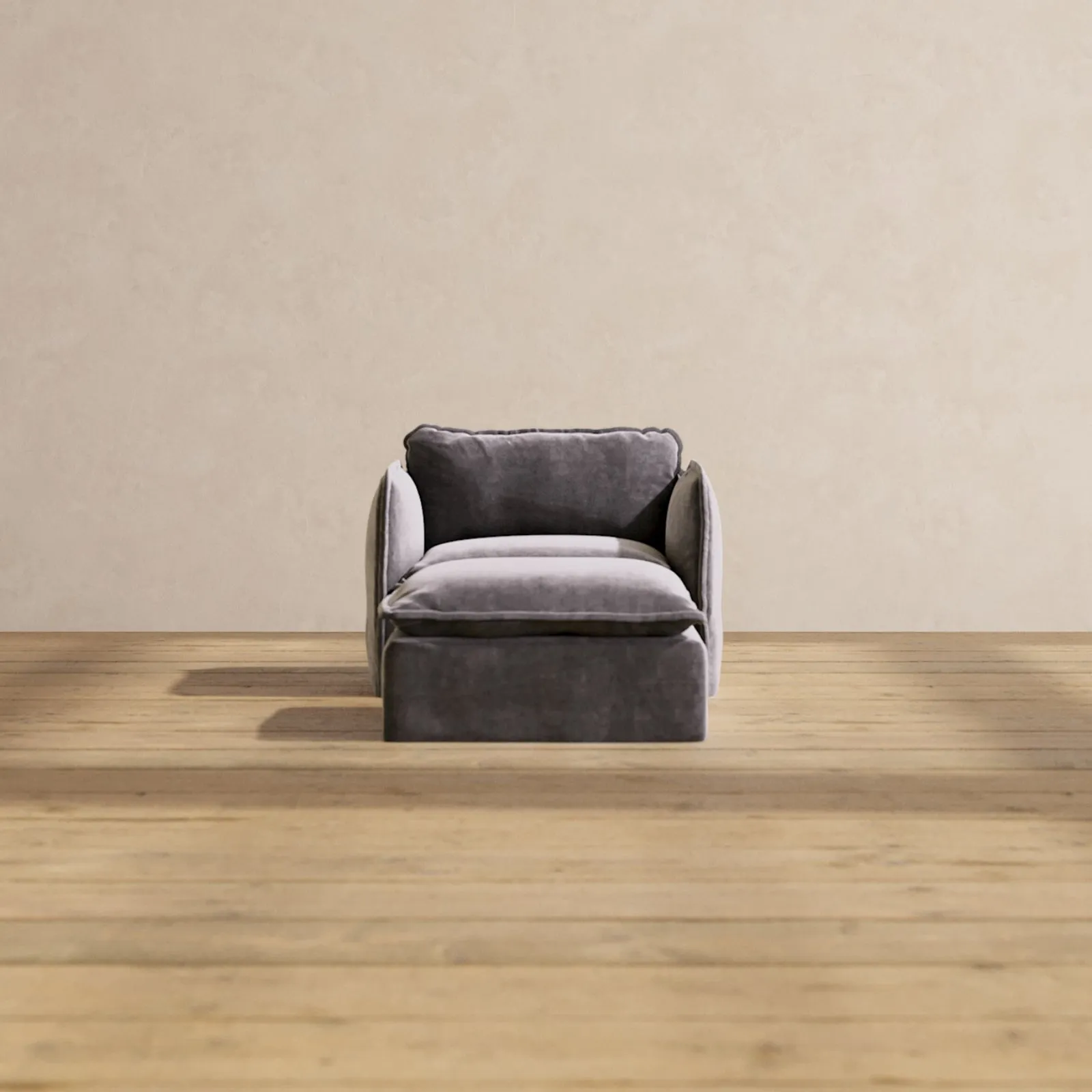 Slipcover Only - Modular Performance Armchair & Ottoman | Luxury Velvet in Cinder